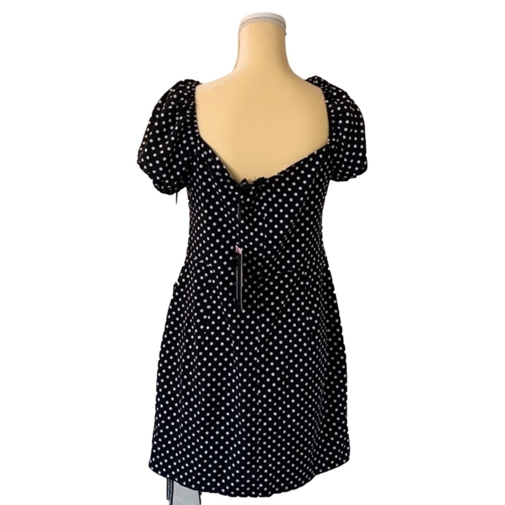 PrettyLittleThing Black White Polka Dot Dress Waist Cut Out Size 10 - Picture 4 of 16